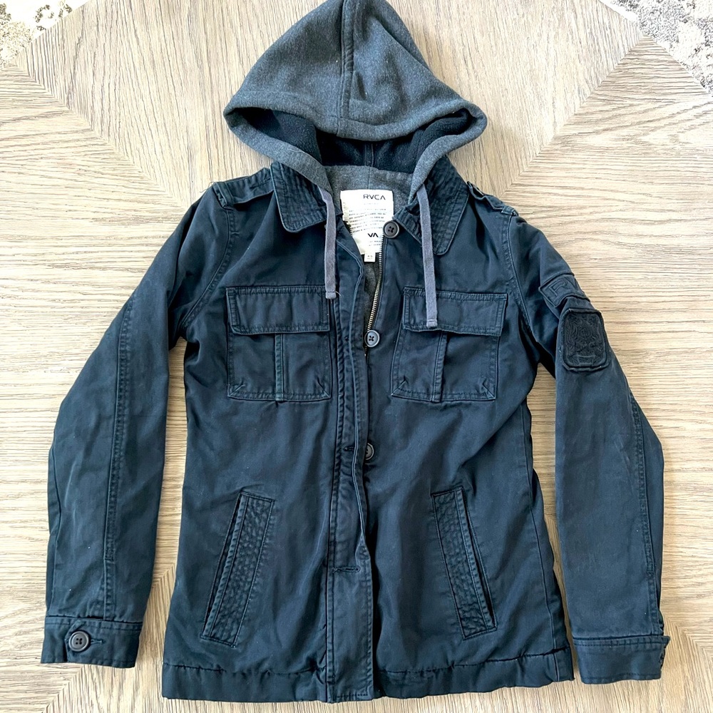 Obey Black Hooded Denim Jacket